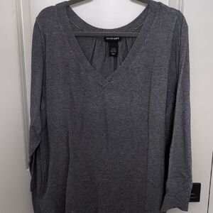 Lane Bryant Charcoal Long Sleeve V-Neck Sweater